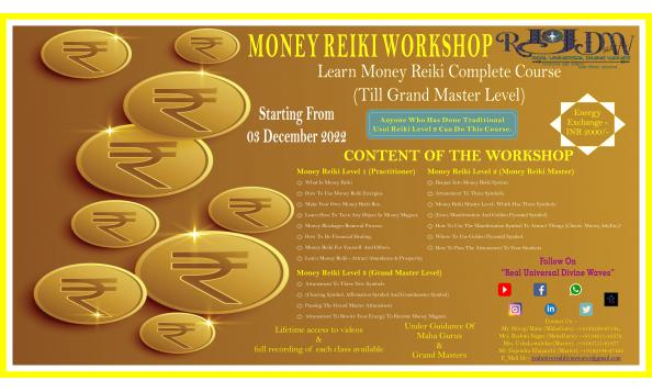 Money Reiki Workshop Complete Course Till Grand Master Level